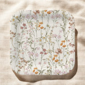 Terracotta Wildblume Boho Wedding im Blumengarten Pappteller