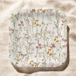 Terracotta Wildblume Boho Wedding im Blumengarten Pappteller