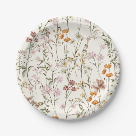 Terracotta Wildblume Boho Wedding im Blumengarten Pappteller (Vorderseite)