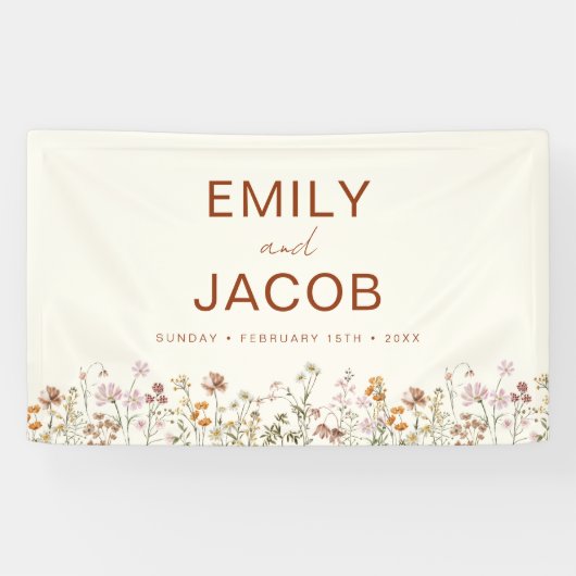 Terracotta Wildblume Boho Wedding in Bloom Banner (Horizontal)