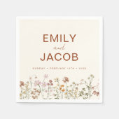 Terracotta Wildblume Boho Wedding in Bloom Serviette (Vorderseite)