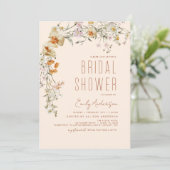 Terracotta Wildblume Brautparty Boho Einladung (Stehend Vorderseite)