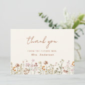 Terracotta Wildblume Brautparty Dankeskarte (Stehend Vorderseite)