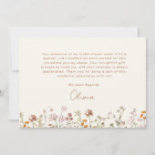 Terracotta Wildblume Brautparty Dankeskarte (Rückseite)