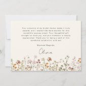 Terracotta Wildblume Brautparty Dankeskarte (Rückseite)