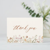 Terracotta Wildblume Brautparty Dankeskarte (Stehend Vorderseite)