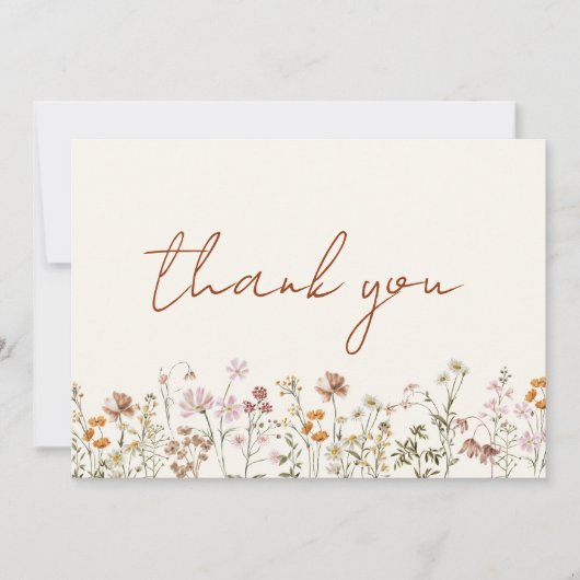 Terracotta Wildblume Brautparty Dankeskarte (Vorderseite)