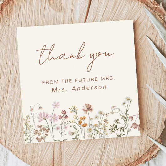 Terracotta Wildblume Brautparty Dankeskarte