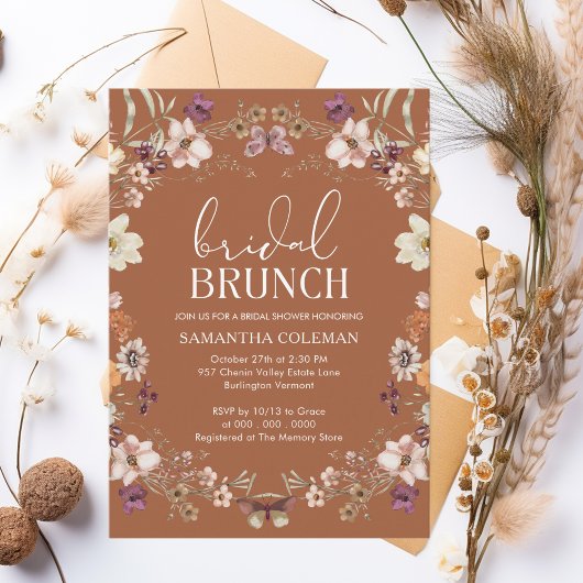 Terracotta Wildblume Bridal Brunch Brautparty Einladung