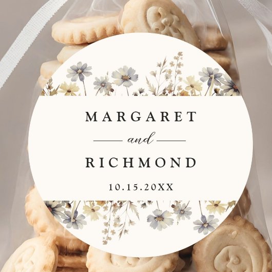 Terracotta Wildblume Floral Wedding Runder Aufkleber