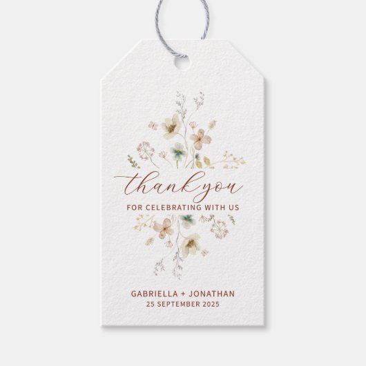 Terracotta Wildblume Gastgeschenk Hochzeit Vielen  Geschenkanhänger (Vorderseite)