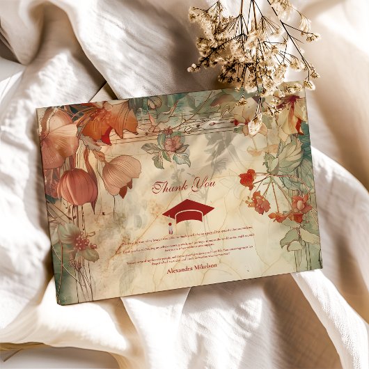 Terracotta Wildblume Graduation Party Dankeskarte