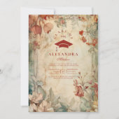 Terracotta Wildblume Graduation Party Einladung (Vorderseite)