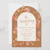 Terracotta Wildblume Hochzeit im Herbst Einladung (Vorderseite)