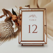 Terracotta-Wildblume Hochzeit Tischnummer