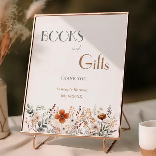 Terracotta Wildblume Kinderdusche Bücher und Gesch Poster