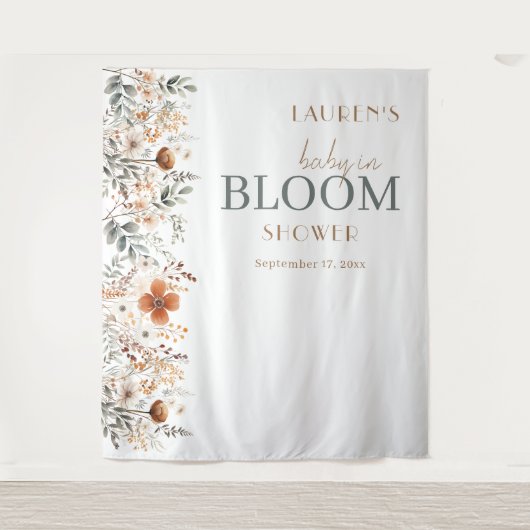 Terracotta-Wildblume Kinderdusche Wandteppich (Vorderseite)