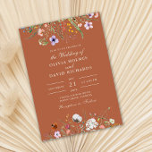 Terracotta Wildblume Meadow Custom Foto Wedding Einladung
