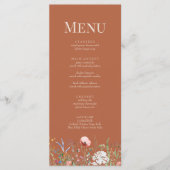 Terracotta Wildblume Meadow Wedding Menu Card Menükarte (Vorderseite)