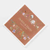Terracotta Wildblume Meadow Wedding Napkins Serviette (Ecke)