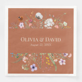 Terracotta Wildblume Meadow Wedding Napkins Serviette (Vorderseite)