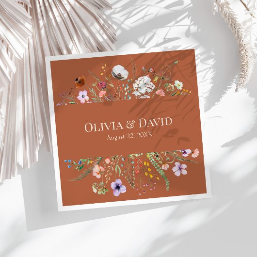 Terracotta Wildblume Meadow Wedding Napkins Serviette