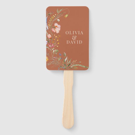 Terracotta Wildblume Meadow Wedding Program Fächer (Vorderseite)