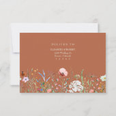 Terracotta Wildblume Meadow Wedding RSVP Card Dankeskarte (Rückseite)