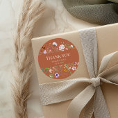 Terracotta Wildblume Meadow Wedding Vielen Dank Runder Aufkleber