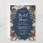 Terracotta Wildblume Navy Brautparty Einladung (Vorderseite)