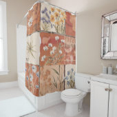 Terracotta Wildblume Patchwork Boho Rustikaler Frü Duschvorhang (Beispiel)