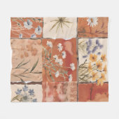 Terracotta Wildblume Patchwork Rustic Boho Spring Fleecedecke (Vorderseite (Horizontal))
