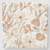 Terracotta-Wildblume Rustic Boho Drink Zubehör Steinuntersetzer (Vorderseite)