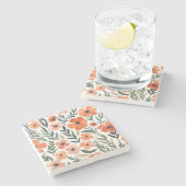 Terracotta-Wildblume Rustic Boho Drink Zubehör Steinuntersetzer (Seitenansicht)