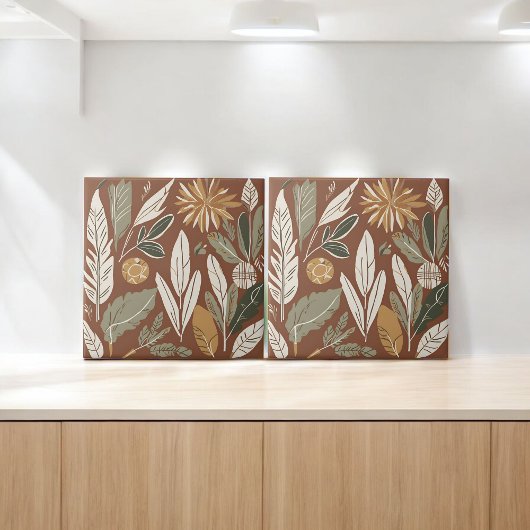 Terracotta Wildblume Rustic Boho Frühlingsdekor Fliese