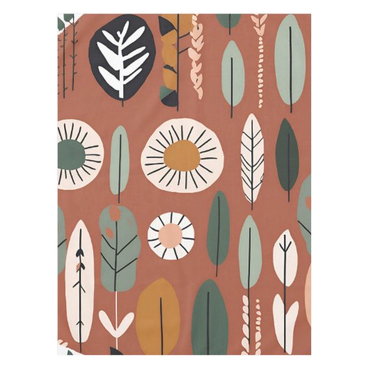 Terracotta Wildblume Rustic Boho Frühlingsdekor Tischdecke (Vorderseite)