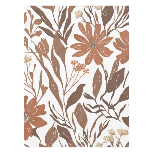 Terracotta Wildblume Rustic Boho Tischdekor Tischdecke (Vorderseite)