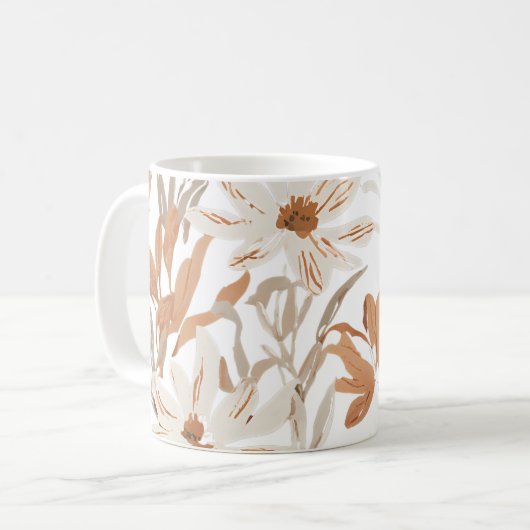 Terracotta Wildblume Rustic Boho Trinkbehälter Kaffeetasse (Vorderseite Links)