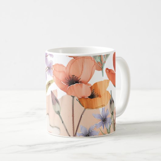 Terracotta Wildblume Rustic Boho Trinkbehälter Kaffeetasse (VorderseiteRechts)