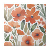 Terracotta-Wildblume Rustic Boho Wall Akzent Fliese (Vorderseite)