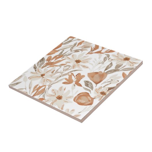 Terracotta-Wildblume Rustic Boho Wall Akzent Fliese (Seite)