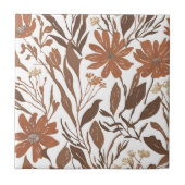 Terracotta-Wildblume Rustic Boho Wall Akzent Fliese (Vorderseite)