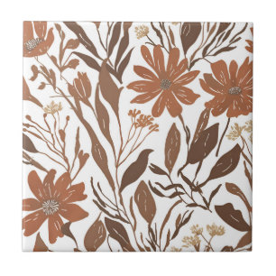 Terracotta-Wildblume Rustic Boho Wall Akzent Fliese