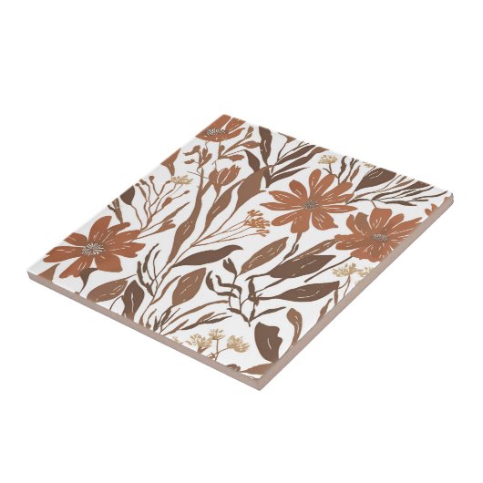 Terracotta-Wildblume Rustic Boho Wall Akzent Fliese (Seite)