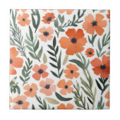 Terracotta-Wildblume Rustic Boho Wall Akzent Fliese (Vorderseite)