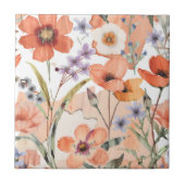 Terracotta-Wildblume Rustic Boho Wall Akzent Fliese (Vorderseite)