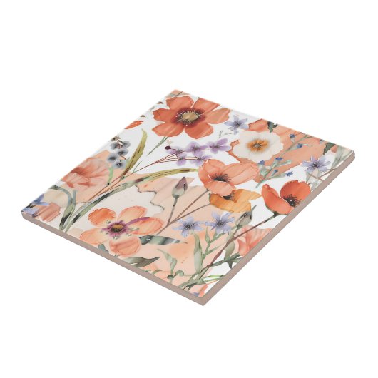 Terracotta-Wildblume Rustic Boho Wall Akzent Fliese (Seite)