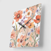 Terracotta-Wildblume Rustic Boho Wall Akzent Quadratische Wanduhr (Winkel)