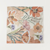 Terracotta-Wildblume Rustic Boho Wall Hängend Wandteppich (Vorderseite (Horizontal))