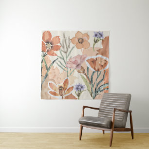 Terracotta-Wildblume Rustic Boho Wall Hängend Wandteppich